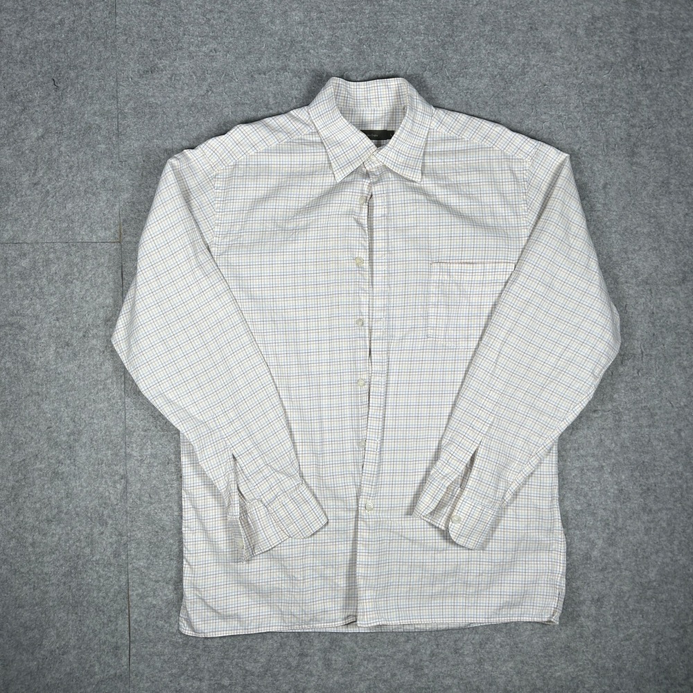 Ermenegildo Zegna Clothing Item Mens Size L White Multi Plaid Luxury Button Down
